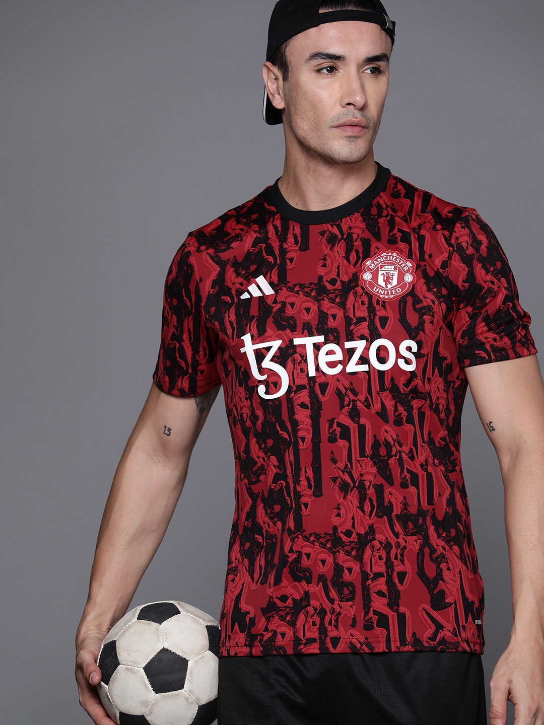 

ADIDAS Men Manchester United FC Preshi Printed Football T-shirt, Red