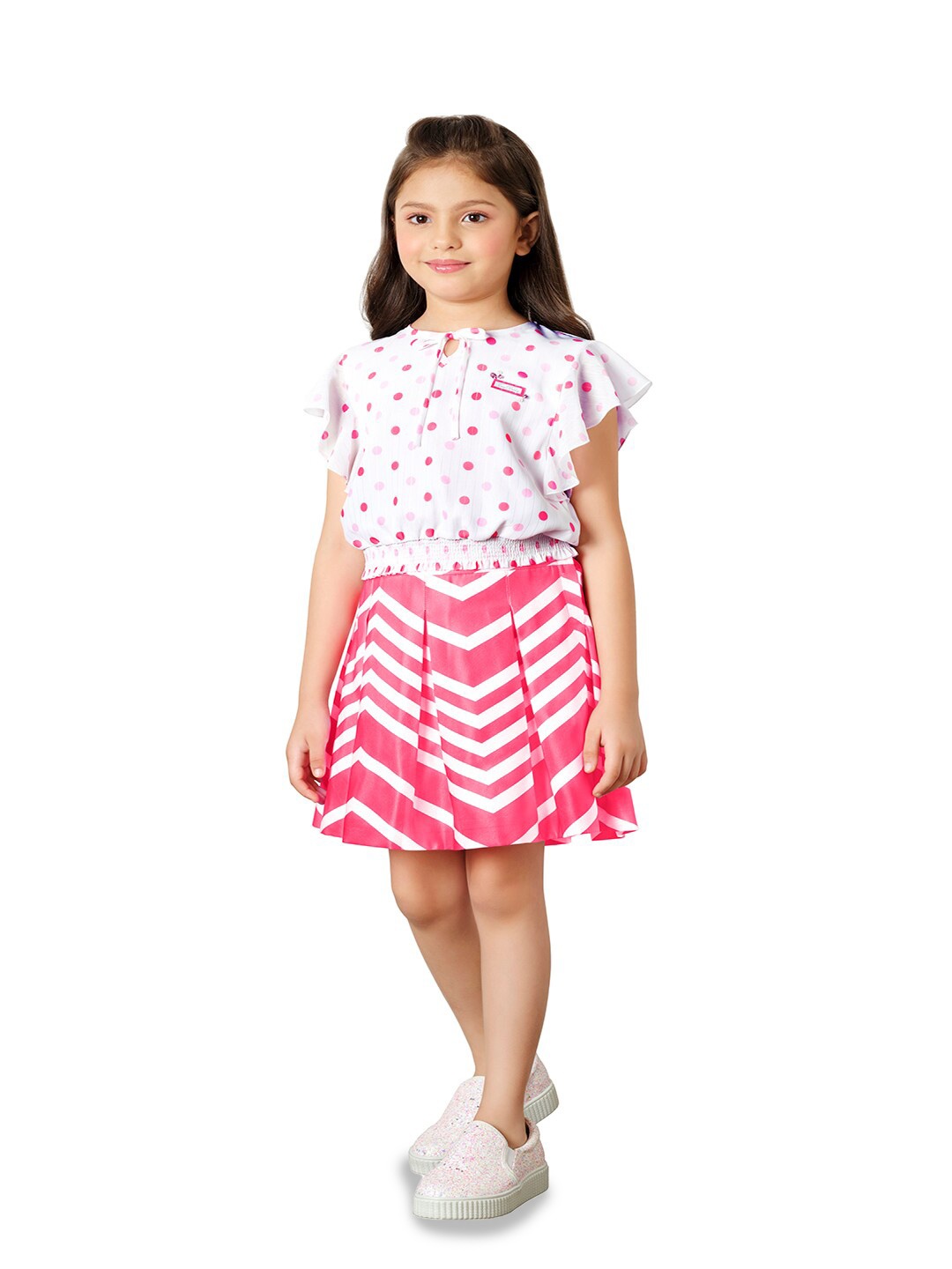 

Tiny Baby Girls Printed Top with Skirt, Pink