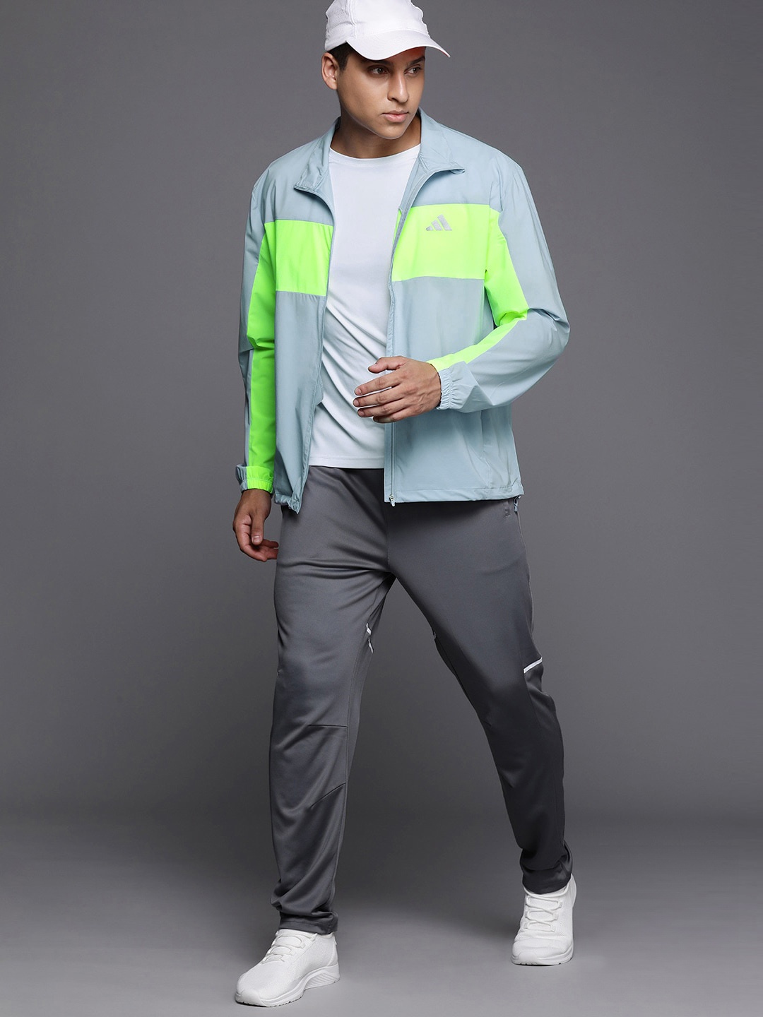 

ADIDAS Break The Norm Colourblocked Running Jacket with Reflective Detail, Blue