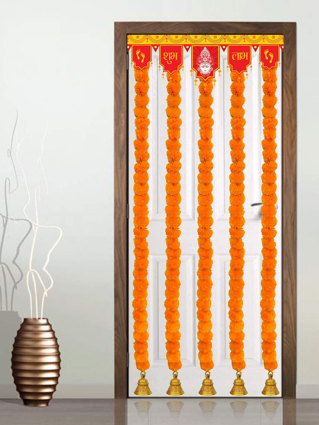 

BS AMOR Orange 5-Pieces Hanging Marigold Garland Artificial Flowers