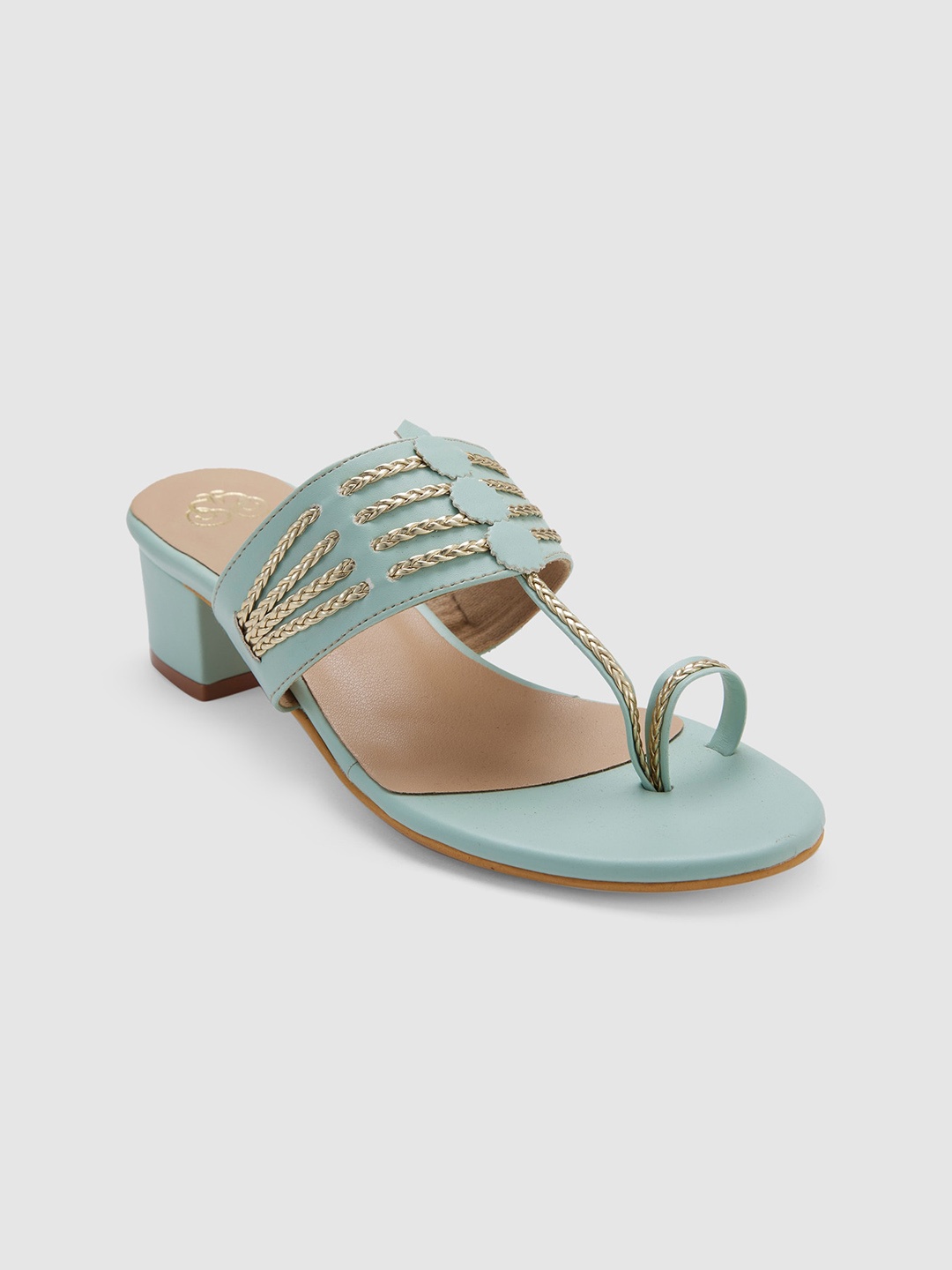 

Sole To Soul One Toe Block Heels with Embellished, Green