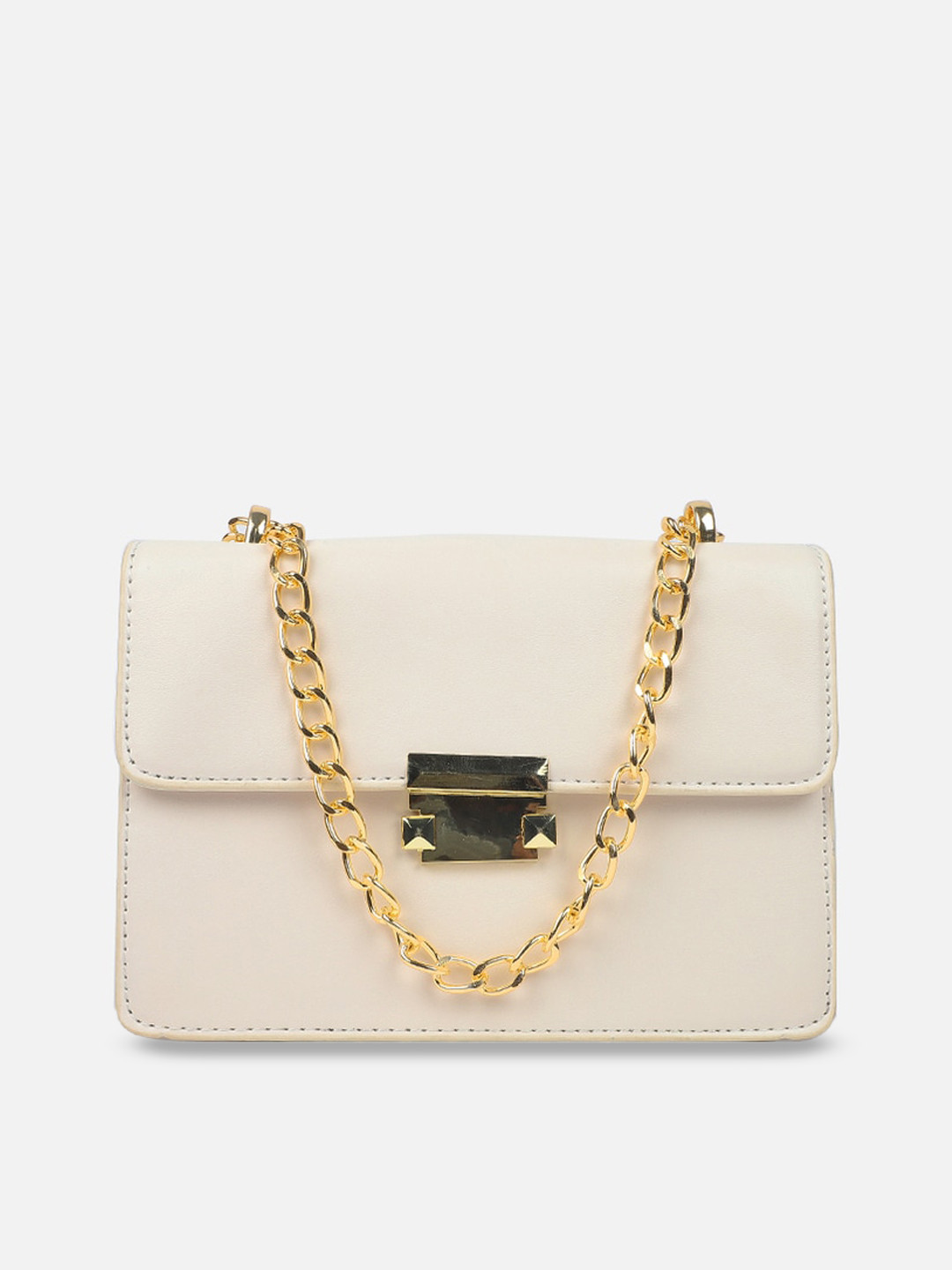 

Carlton London Swagger Sling Bag With Buckle Detail, Beige