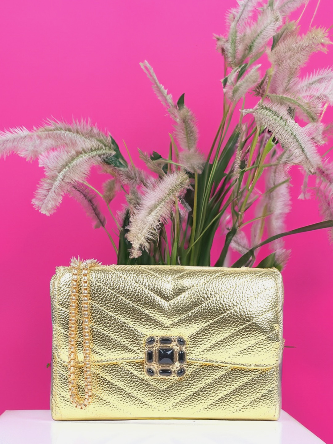 

Carlton London Textured Structured Sling Bag, Gold