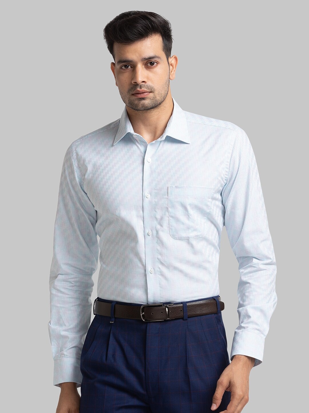 

Raymond Contemporary Fit geometric Printed Pure Cotton Formal Shirt, Blue