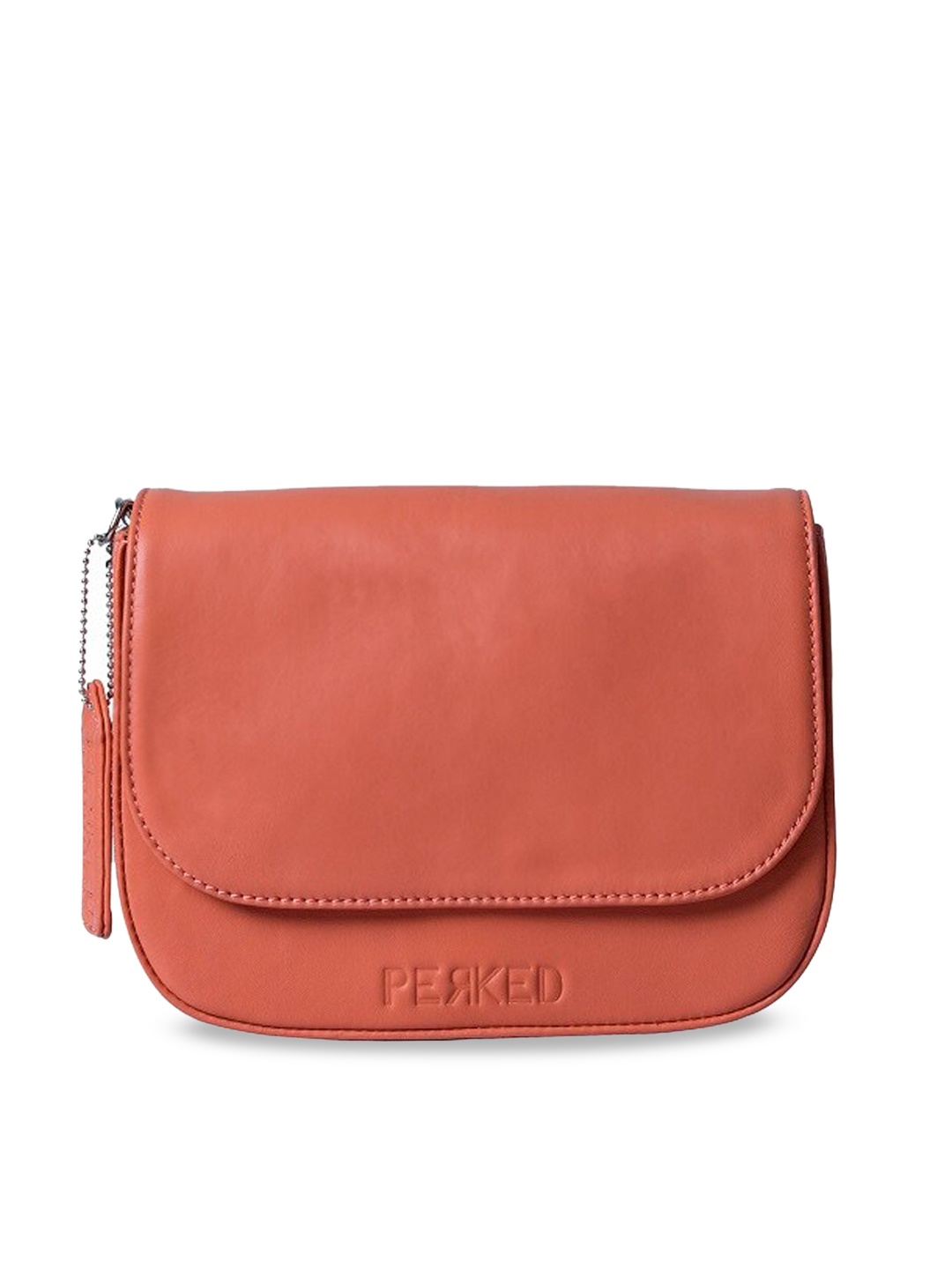 

PERKED Leather Structured Sling Bag, Coral
