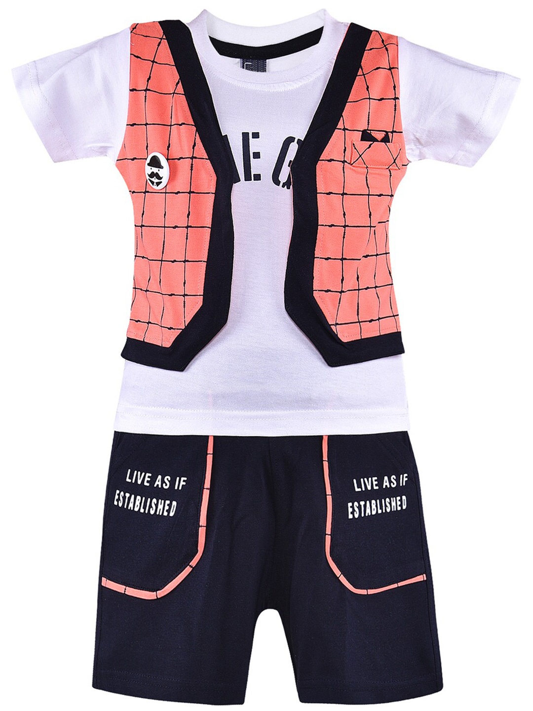 

Wish Karo Infants Boys Printed T-shirt With Shorts, Peach