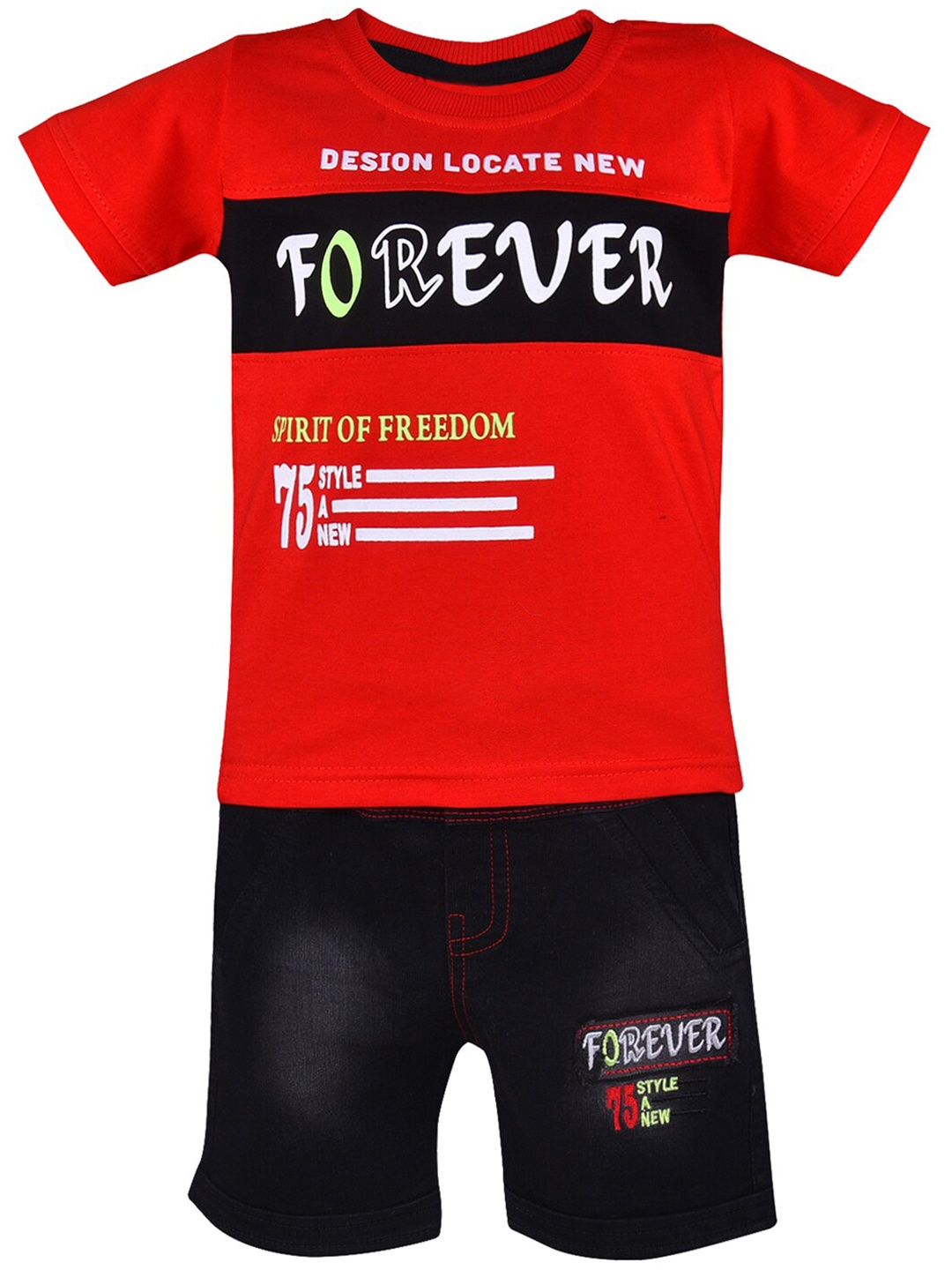 

Wish Karo Boys Printed T-shirt with Shorts, Red