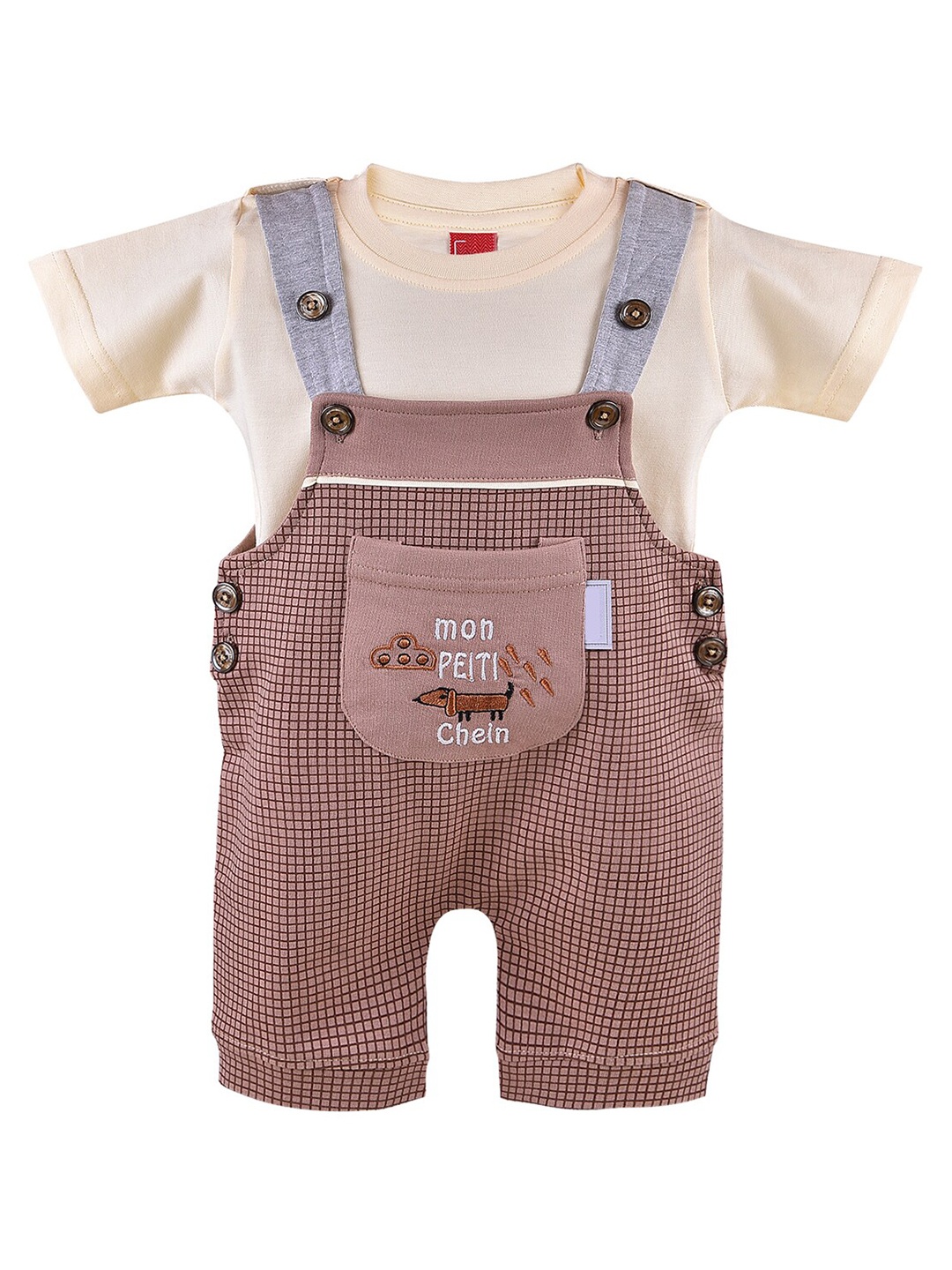 

Wish Karo Infant Boys Printed Dungaree With T-shirt, Yellow