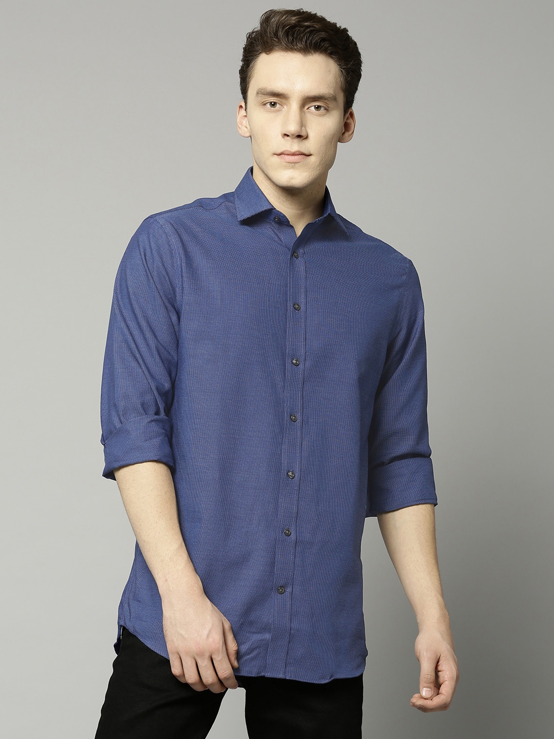 

Marks & Spencer Men Blue Self-Design Casual Shirt