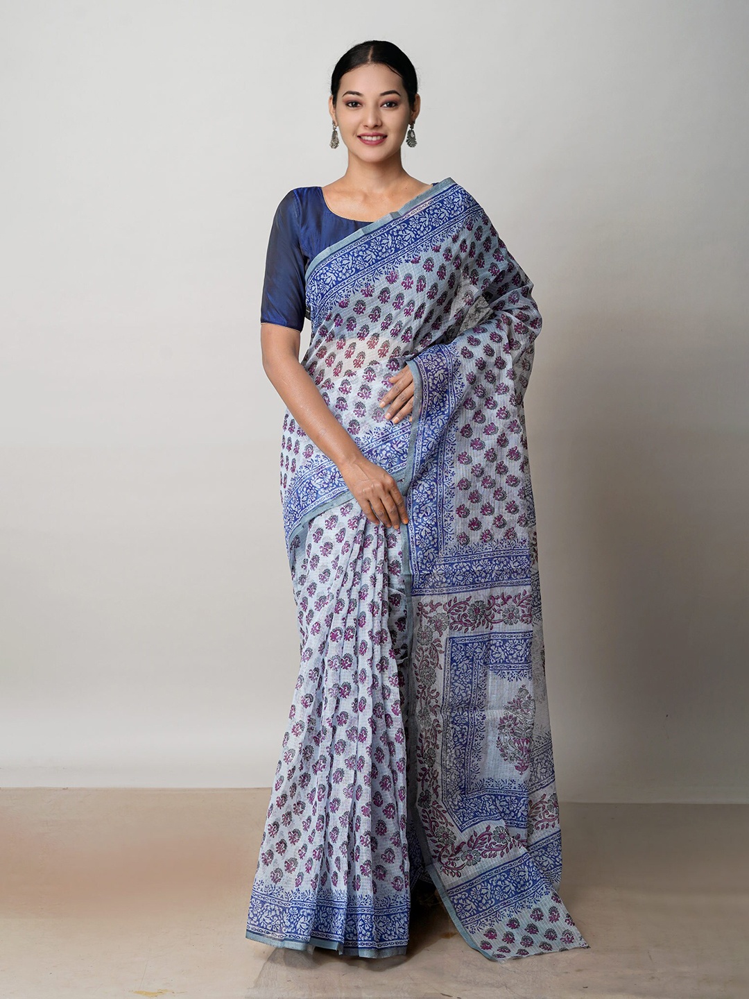 

Unnati Silks Ethnic Motifs Printed Pure Cotton Kota Saree, Grey