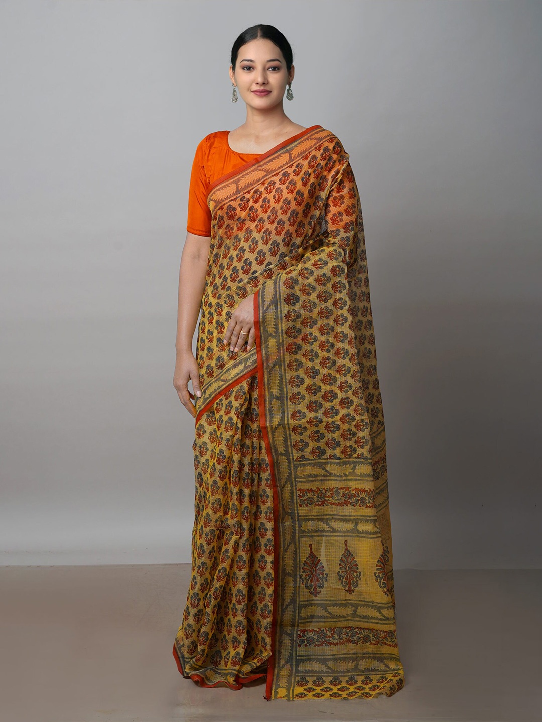 

Unnati Silks Ethnic Motif Pure Cotton Kota Saree With Blouse Piece, Yellow