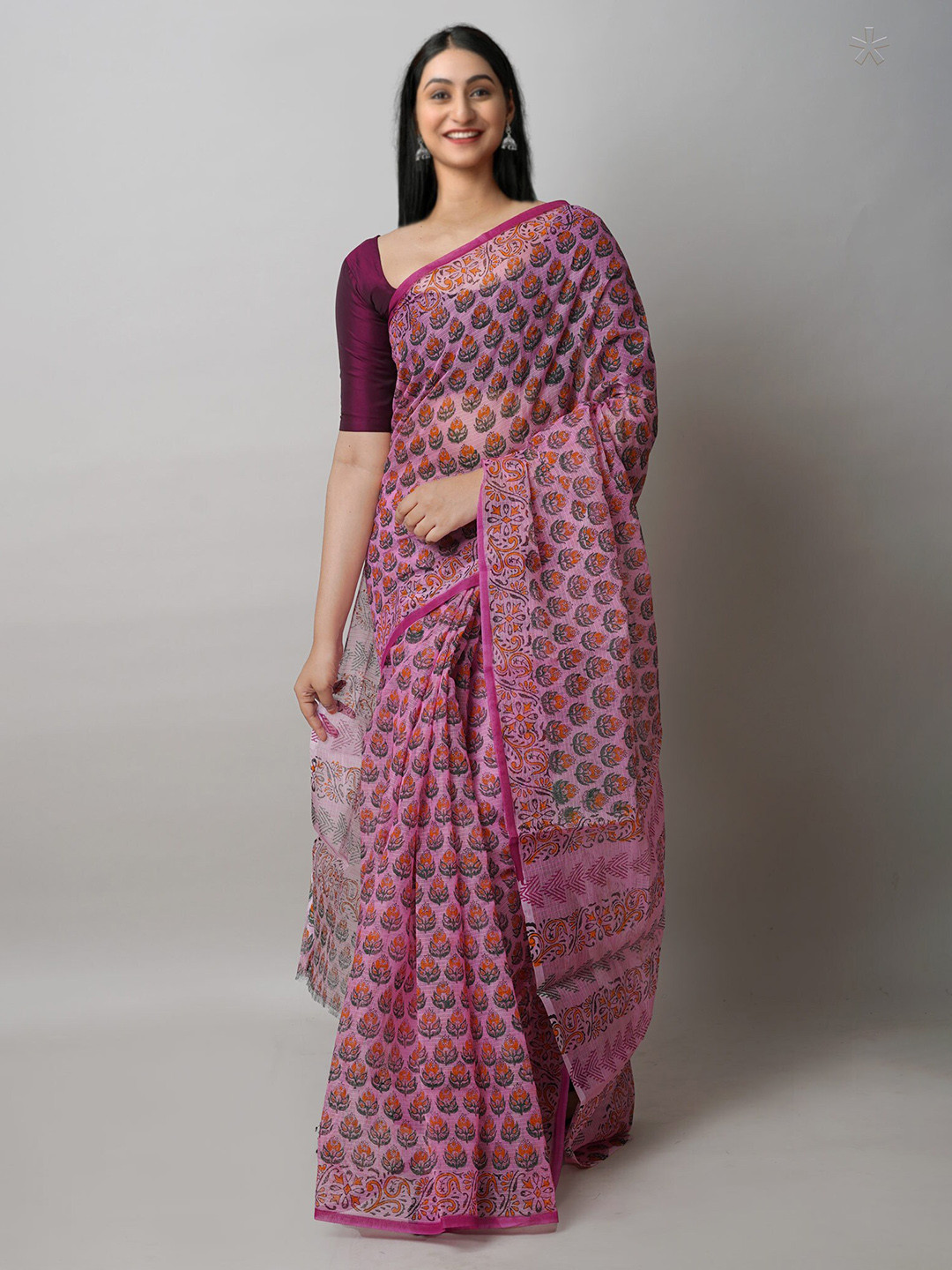 

Unnati Silks Ethnic Motifs Handloom Pure Cotton Kota Saree, Pink
