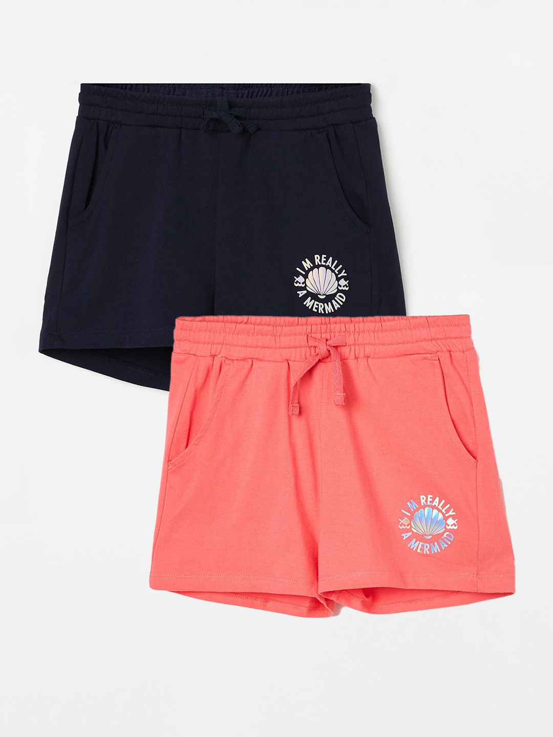 

Fame Forever by Lifestyle Girls Pack Of 2 Mid Raise Pure Cotton Shorts, Coral