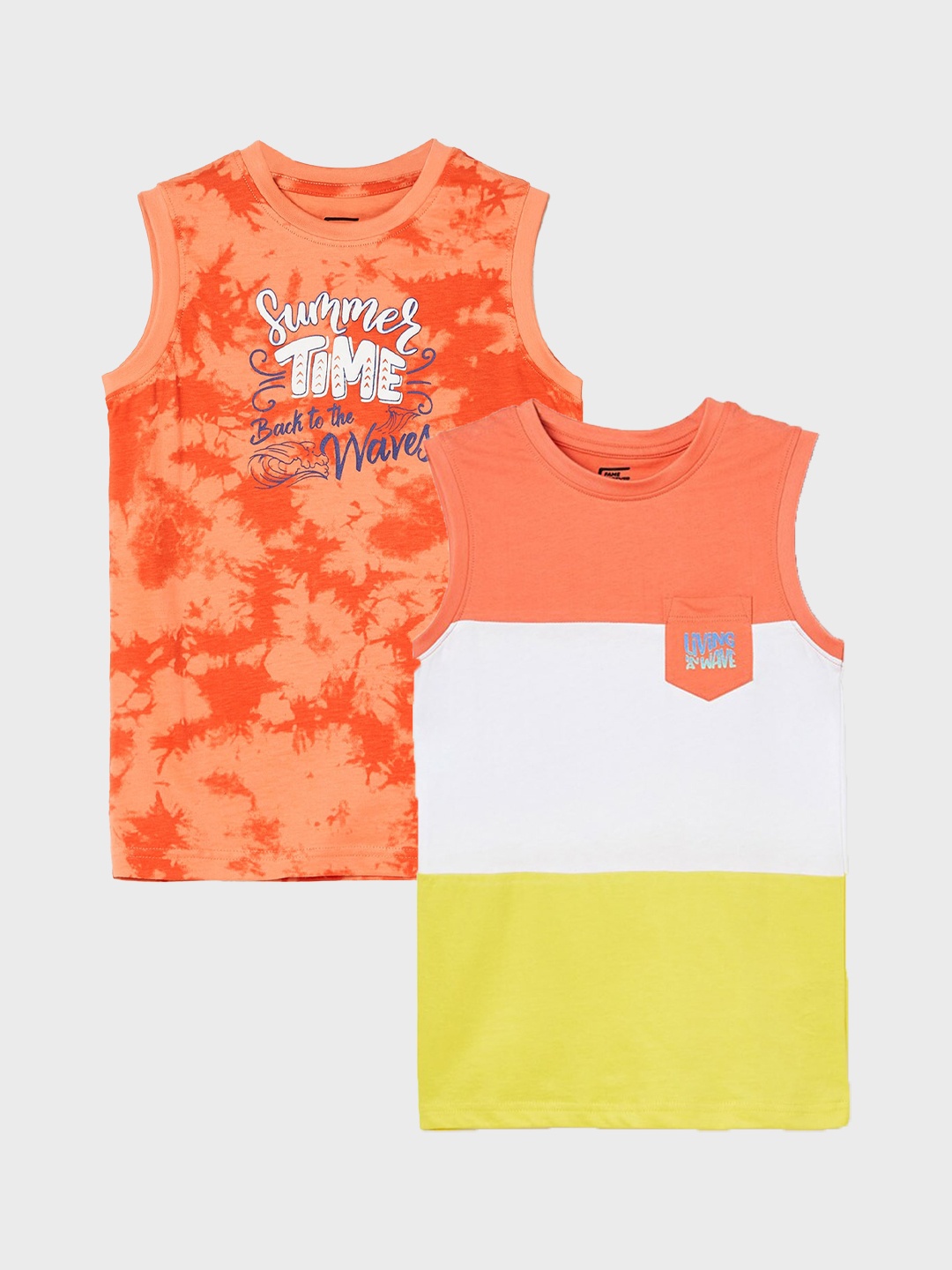 

Juniors by Lifestyle Boys Pack Of 2 Cotton T-shirt, Orange