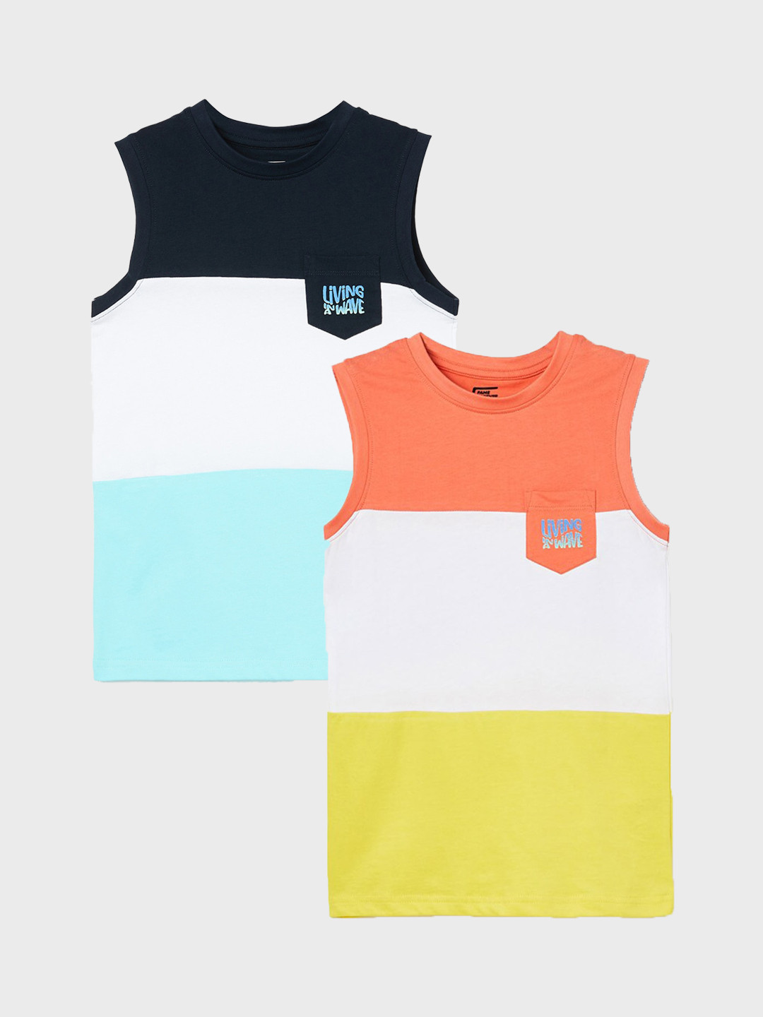 

Juniors by Lifestyle Boys Pack Of 2 Colourblocked Cotton T-shirt, Orange