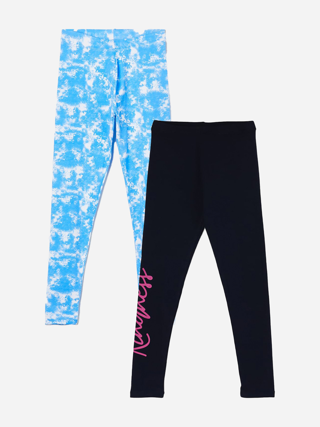 

Fame Forever by Lifestyle Girls Pack Of 2 Cotton Lycra Ankle-Length Leggings, Navy blue