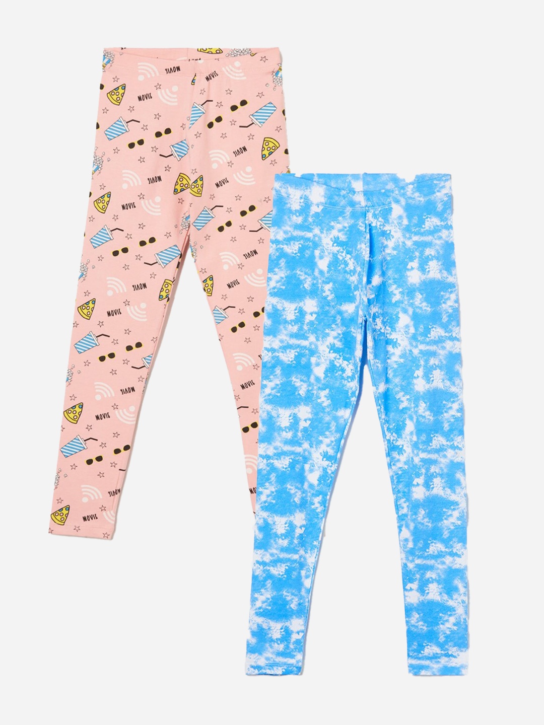

Fame Forever by Lifestyle Girls Pack Of 2 Cotton Lycra Ankle-Length Leggings, Blue