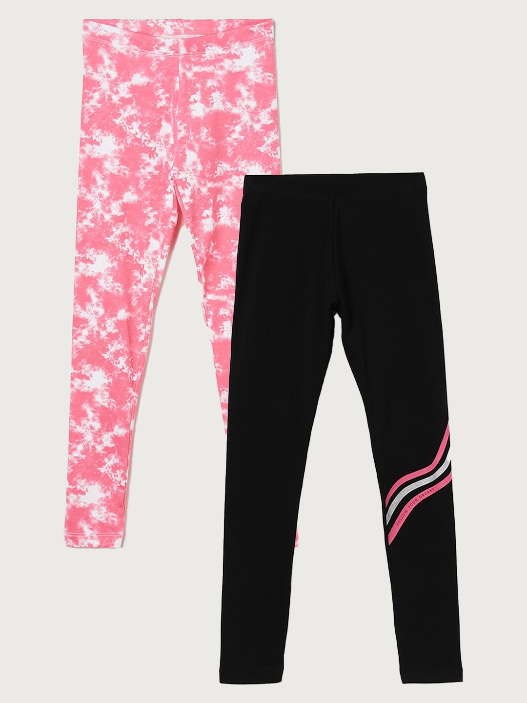 

Fame Forever by Lifestyle Girls Pack Of 2 Cotton Lycra Ankle-Length Leggings, Black