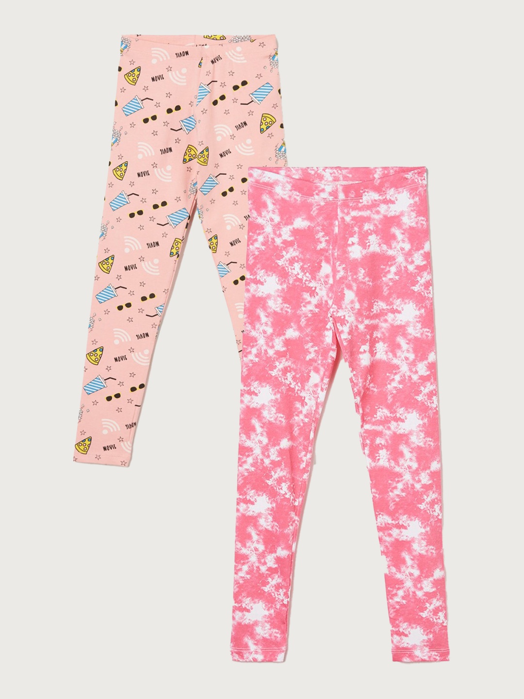 

Fame Forever by Lifestyle Girls Pack Of 2 Cotton Lycra Ankle-Length Leggings, Pink