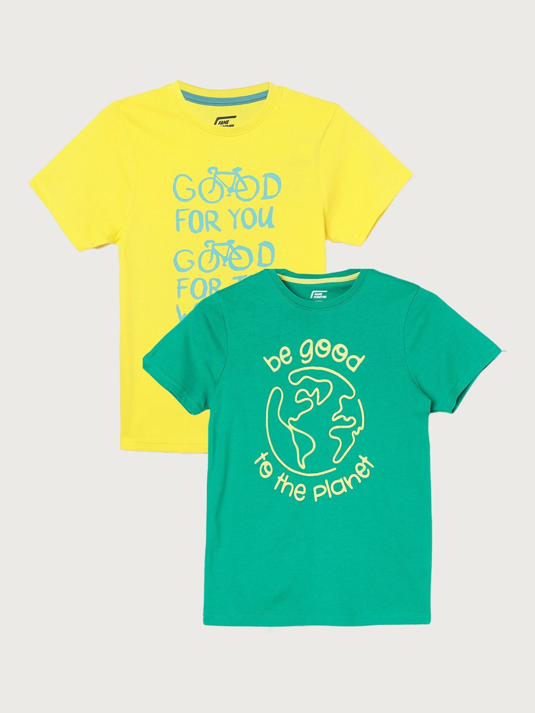 

Fame Forever by Lifestyle Boys Pack Of 2 Printed Cotton T-shirt, Green