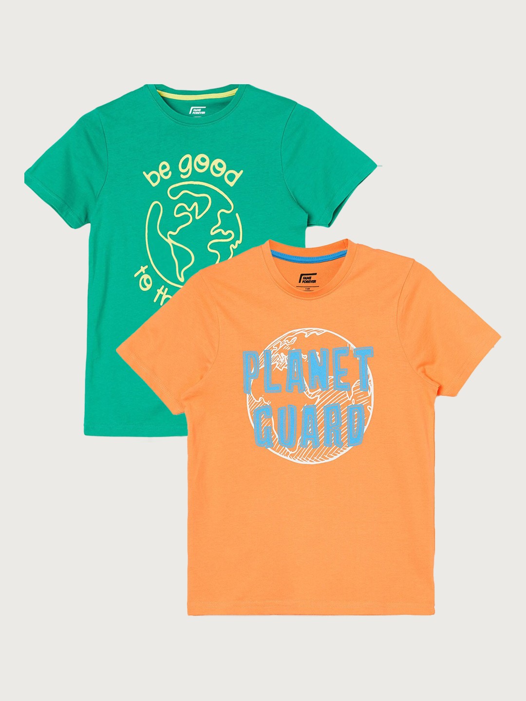 

Fame Forever by Lifestyle Boys Pack Of 2 Printed Cotton T-shirt, Coral
