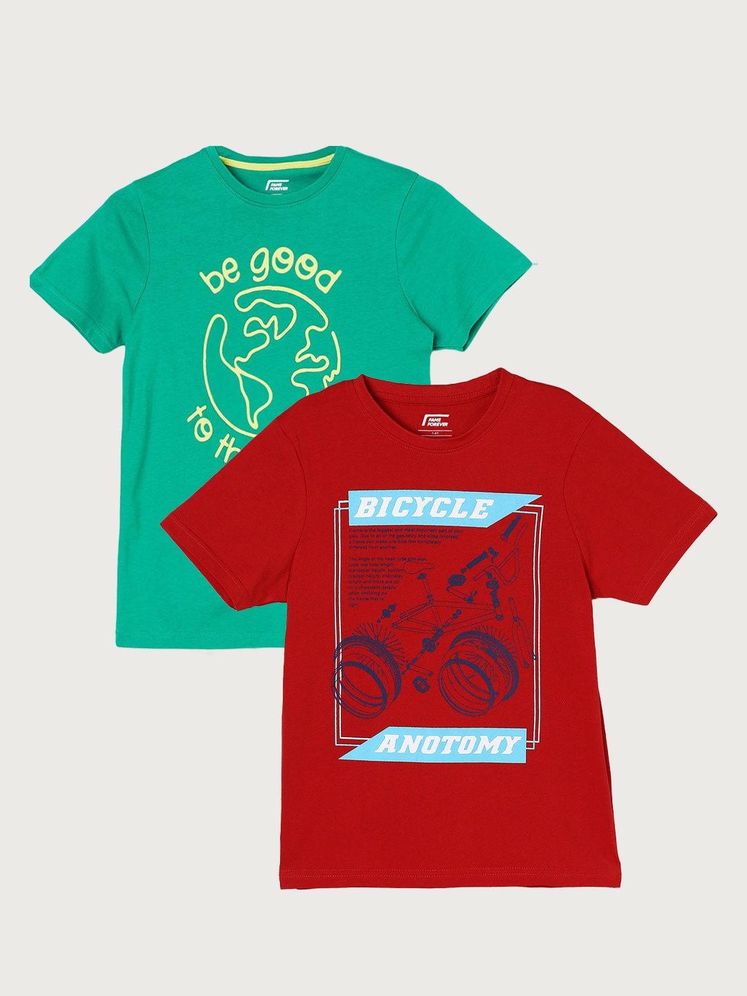 

Fame Forever by Lifestyle Boys Pack Of 2 Printed Cotton T-shirt, Red