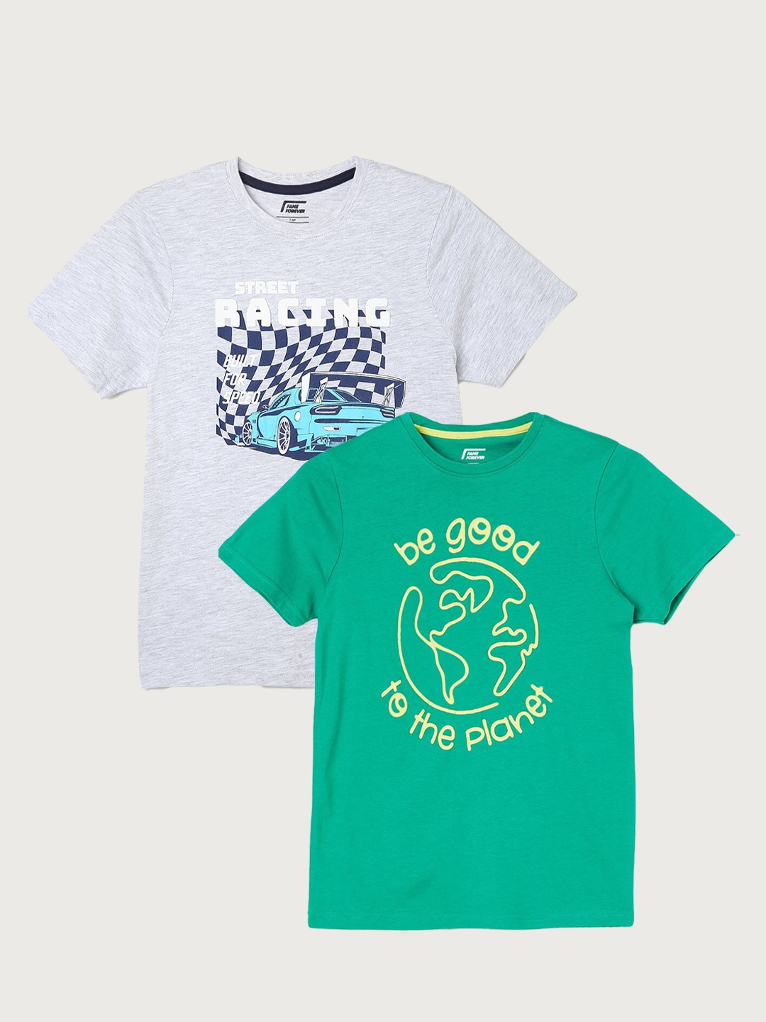 

Fame Forever by Lifestyle Boys Pack Of 2 Printed Cotton T-shirt, Green
