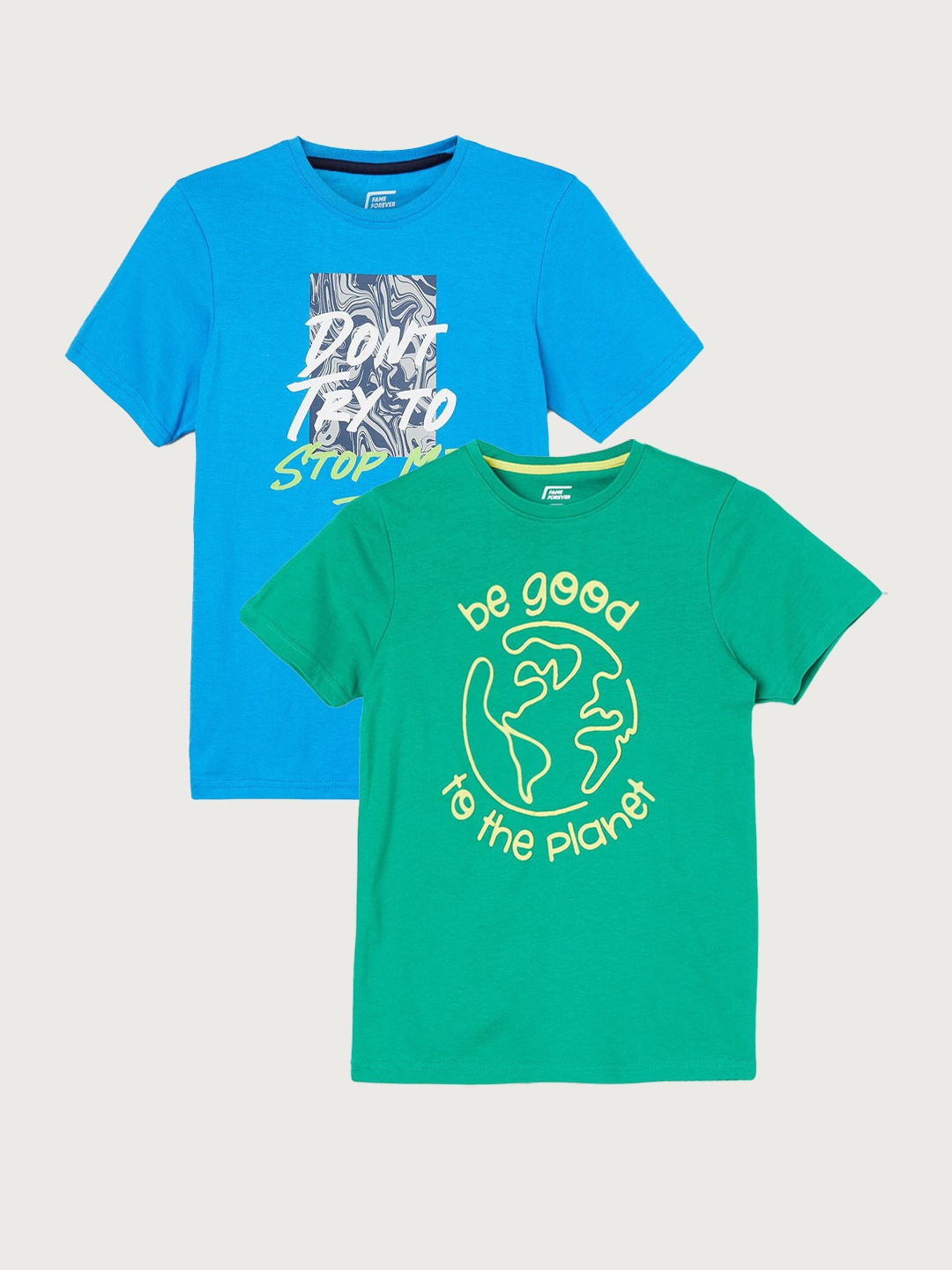 

Fame Forever by Lifestyle Boys Pack Of 2 Printed Cotton T-shirt, Green