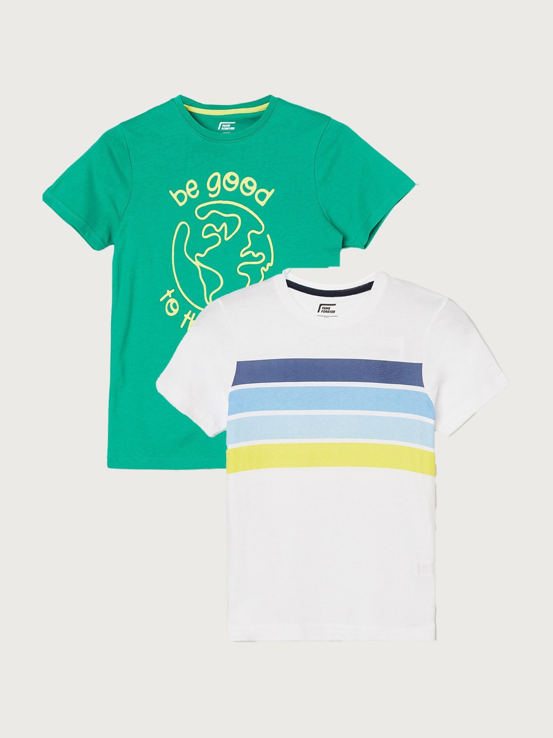 Fame Forever by Lifestyle Boys Pack Of 2 Printed Cotton T-shirt, White