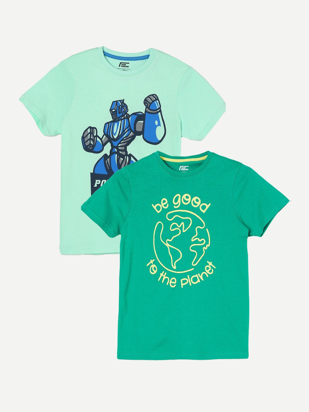 

Fame Forever by Lifestyle Boys Pack Of 2 Printed Cotton T-shirt, Green
