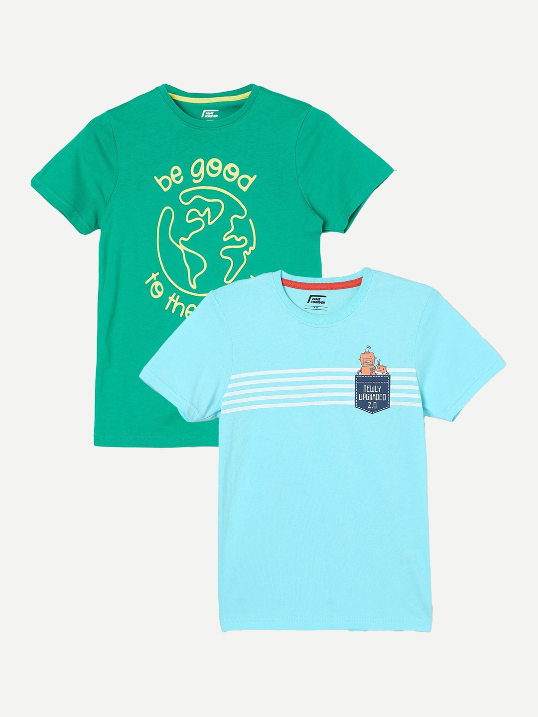 

Fame Forever by Lifestyle Boys Pack Of 2 Printed Cotton T-shirt, Blue