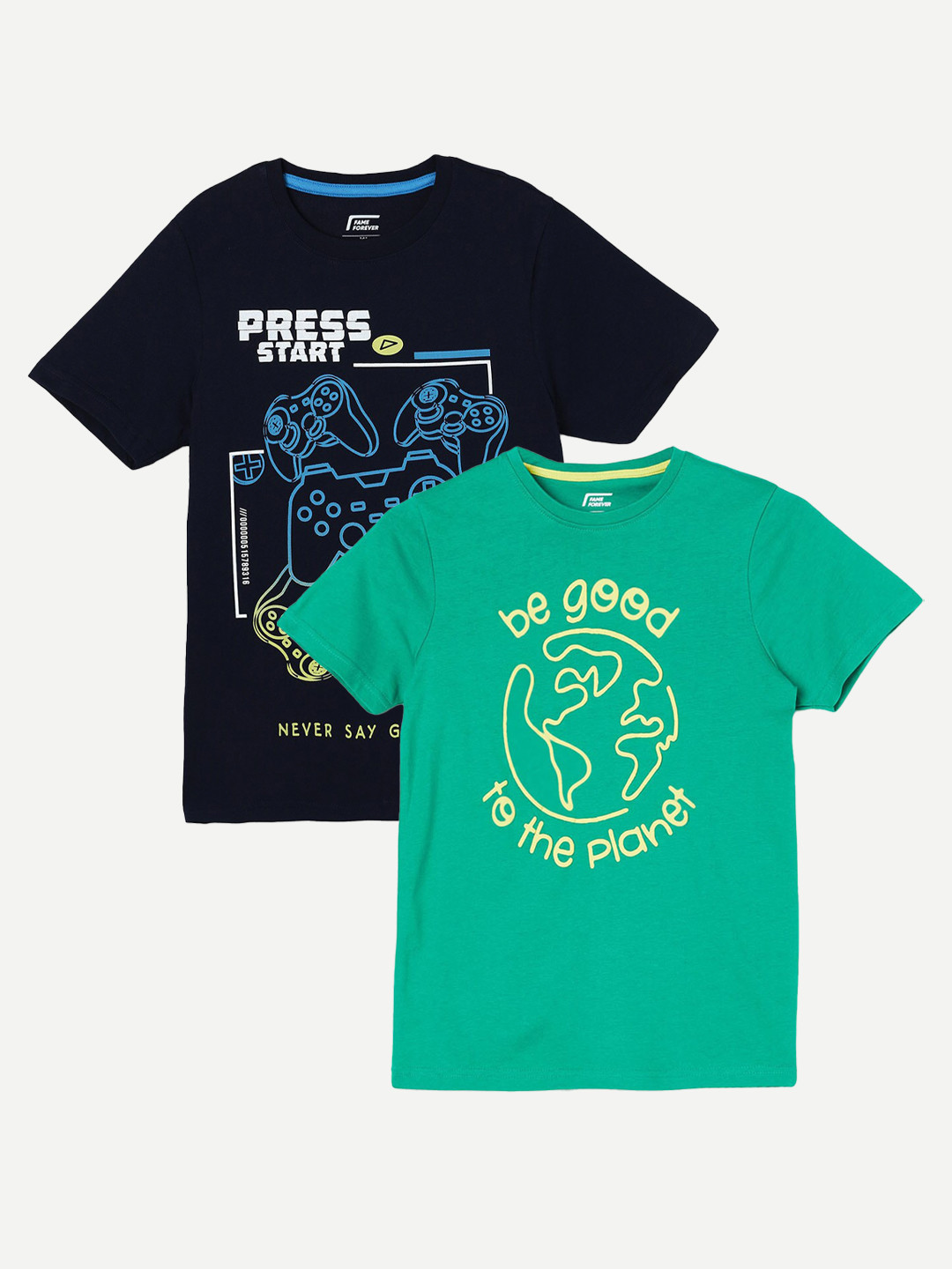 

Fame Forever by Lifestyle Boys Pack Of 2 Printed Cotton T-shirt, Green