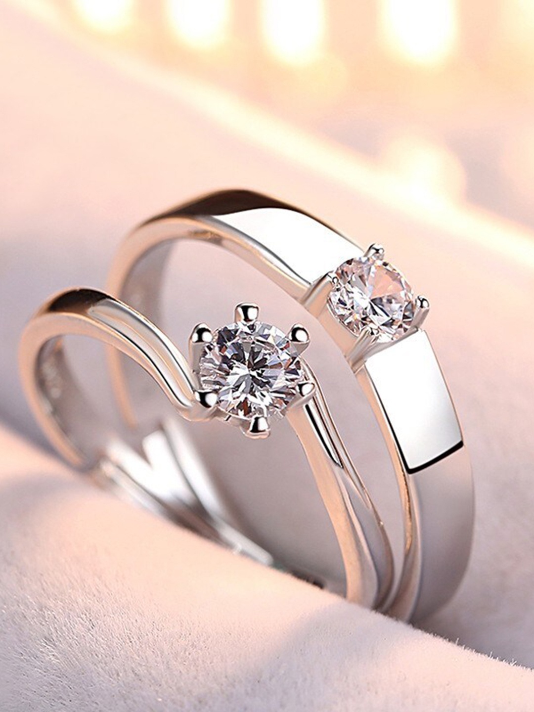 

MEENAZ Set Of 2 Silver Plated Adjustable Couple Finger Rings
