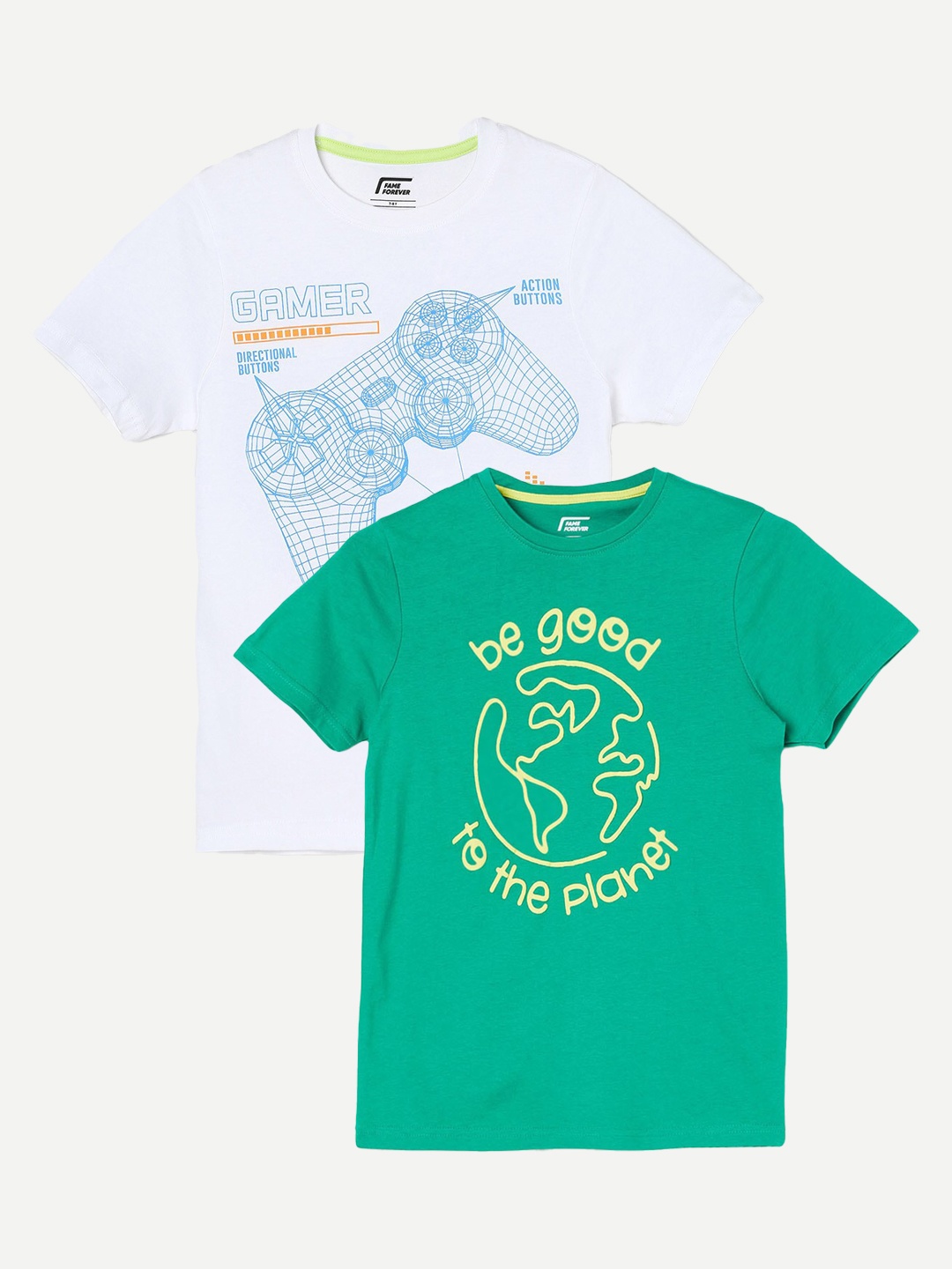 

Fame Forever by Lifestyle Boys Pack Of 2 Printed Cotton T-shirt, Green