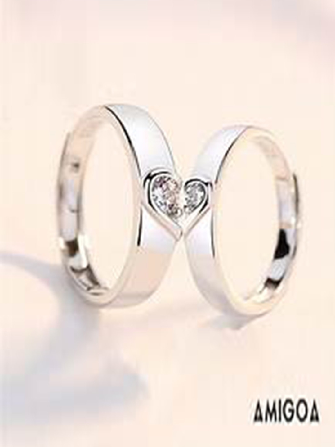 

MEENAZ Couple Silver-Plated American Diamond-Studded Finger Rings