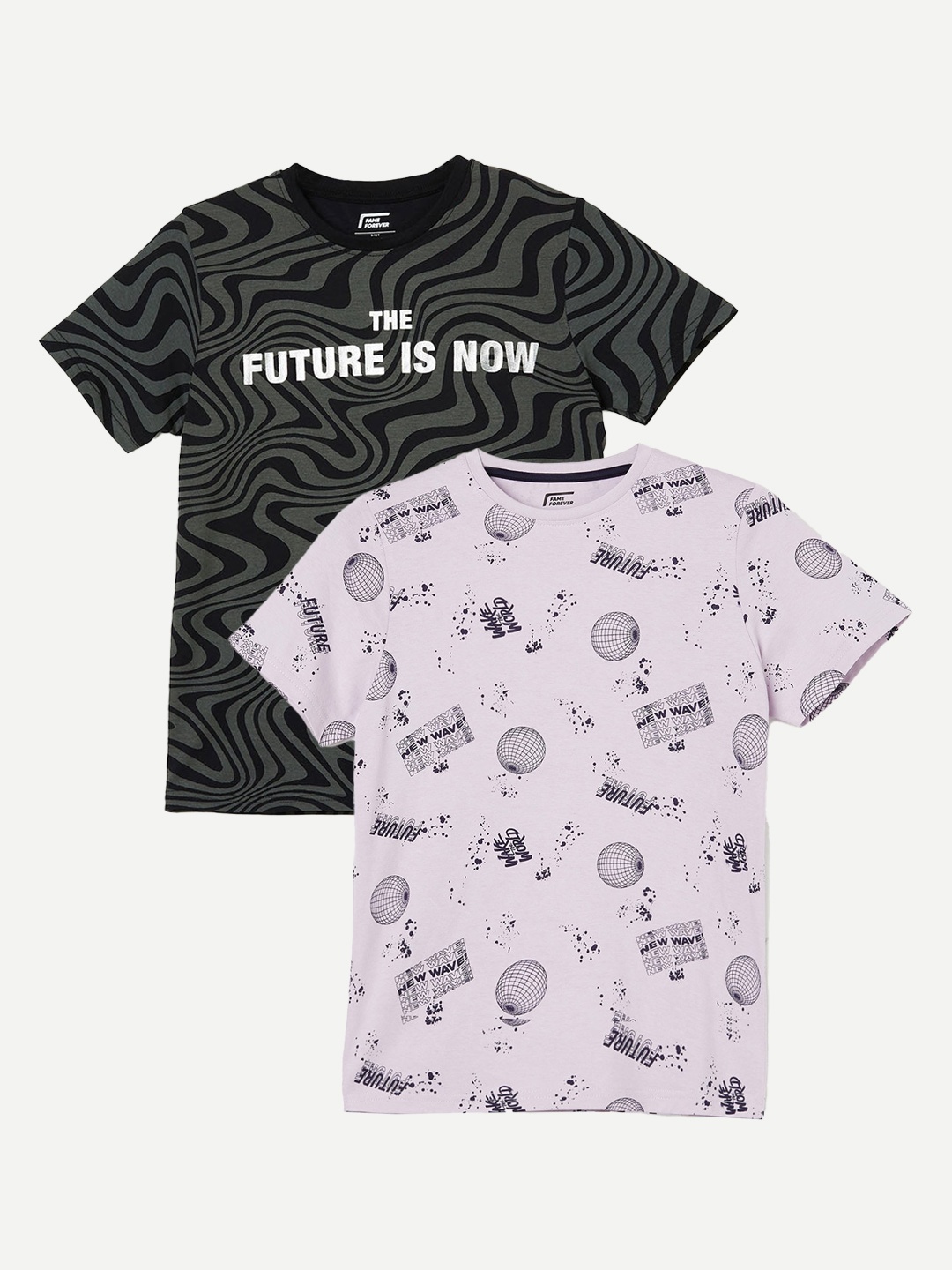 

Fame Forever by Lifestyle Boys Pack Of 2 Printed Cotton T-shirt, Purple