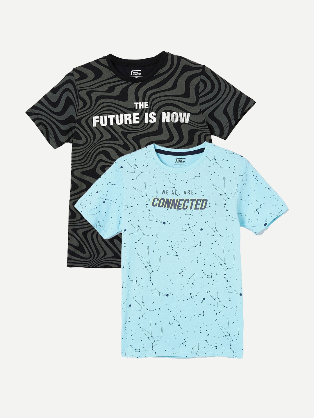 

Fame Forever by Lifestyle Boys Pack Of 2 Printed Cotton T-shirt, Blue