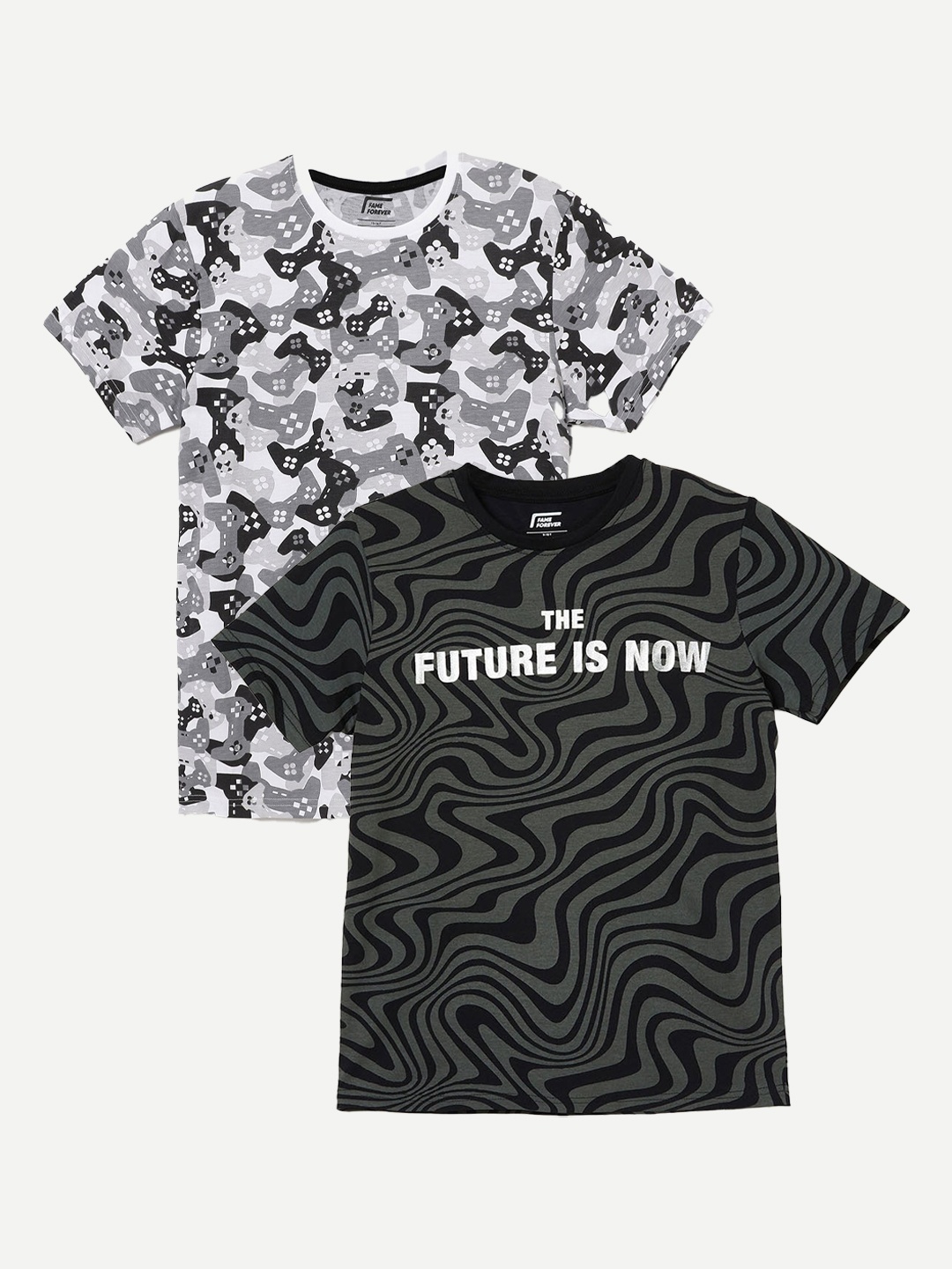 

Fame Forever by Lifestyle Boys Pack Of 2 Printed Cotton T-shirt, Black