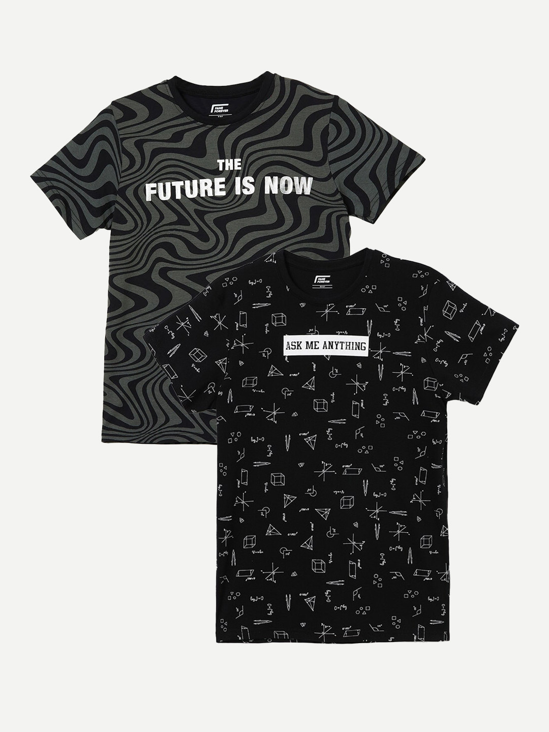 

Fame Forever by Lifestyle Boys Pack Of 2 Printed Cotton T-shirt, Black