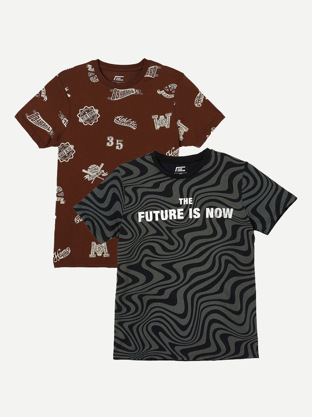 

Fame Forever by Lifestyle Boys Pack Of 2 Printed Cotton T-shirt, Black