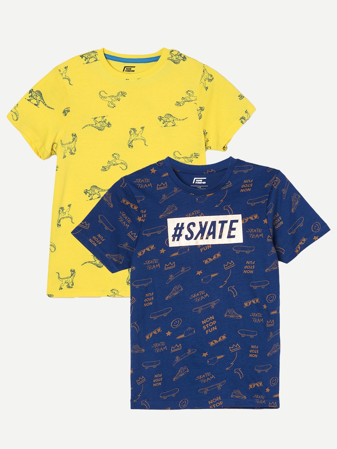 

Fame Forever by Lifestyle Boys Pack Of 2 Printed Cotton T-shirt, Blue