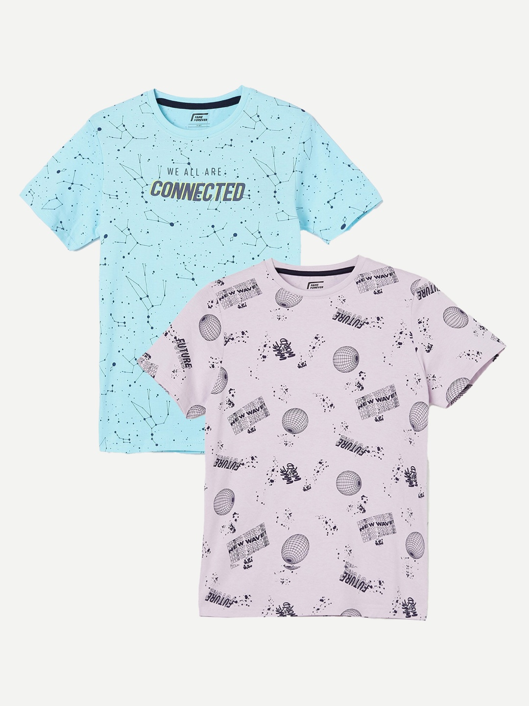 

Fame Forever by Lifestyle Boys Pack Of 2 Printed Cotton T-shirt, Purple