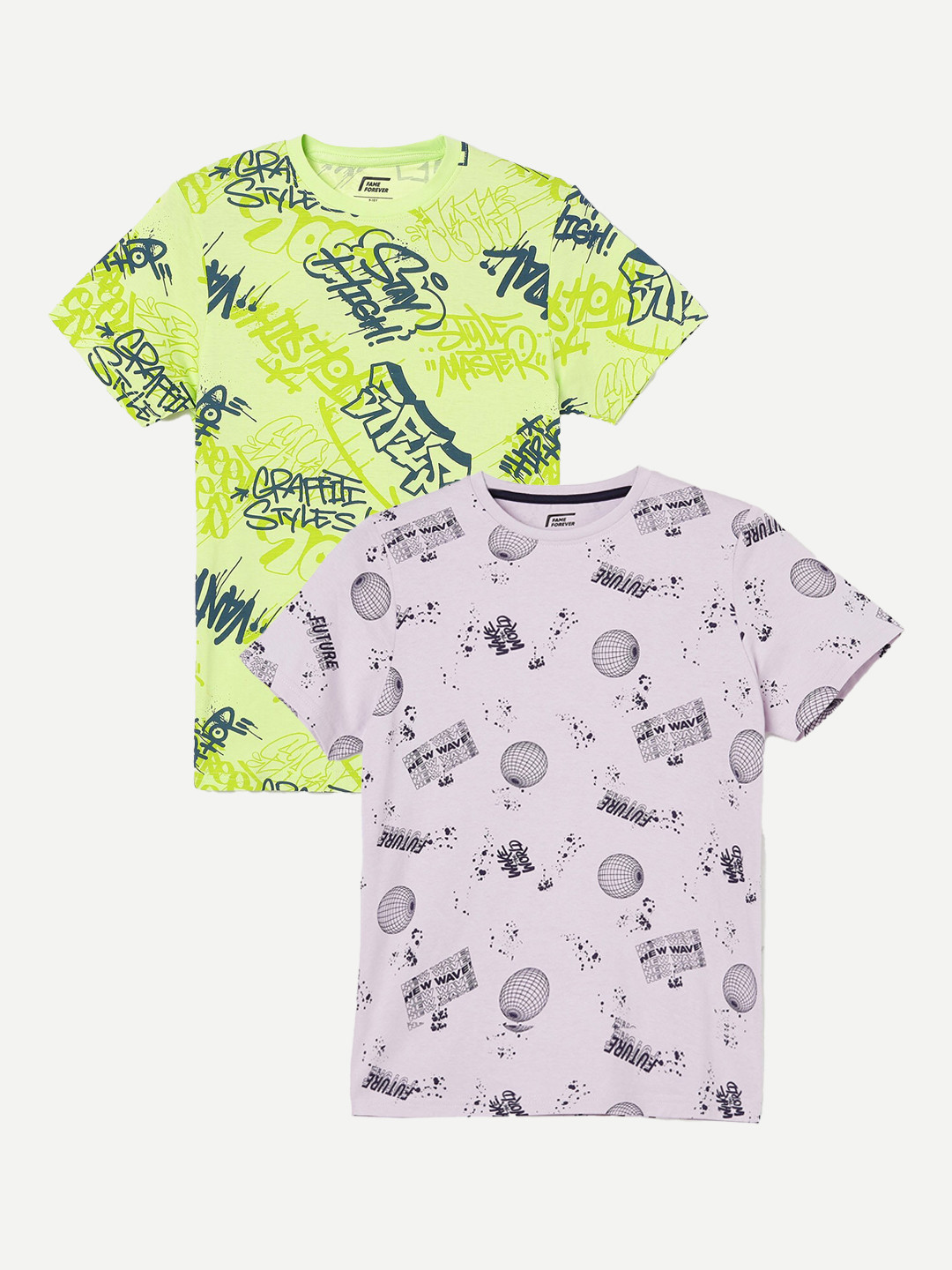 

Fame Forever by Lifestyle Boys Pack Of 2 Printed Cotton T-shirt, Purple
