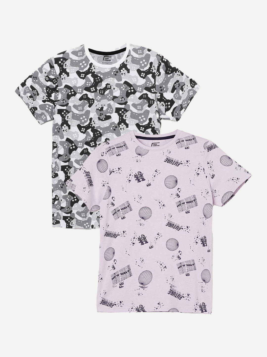 

Fame Forever by Lifestyle Boys Pack Of 2 Printed Cotton T-shirt, Purple