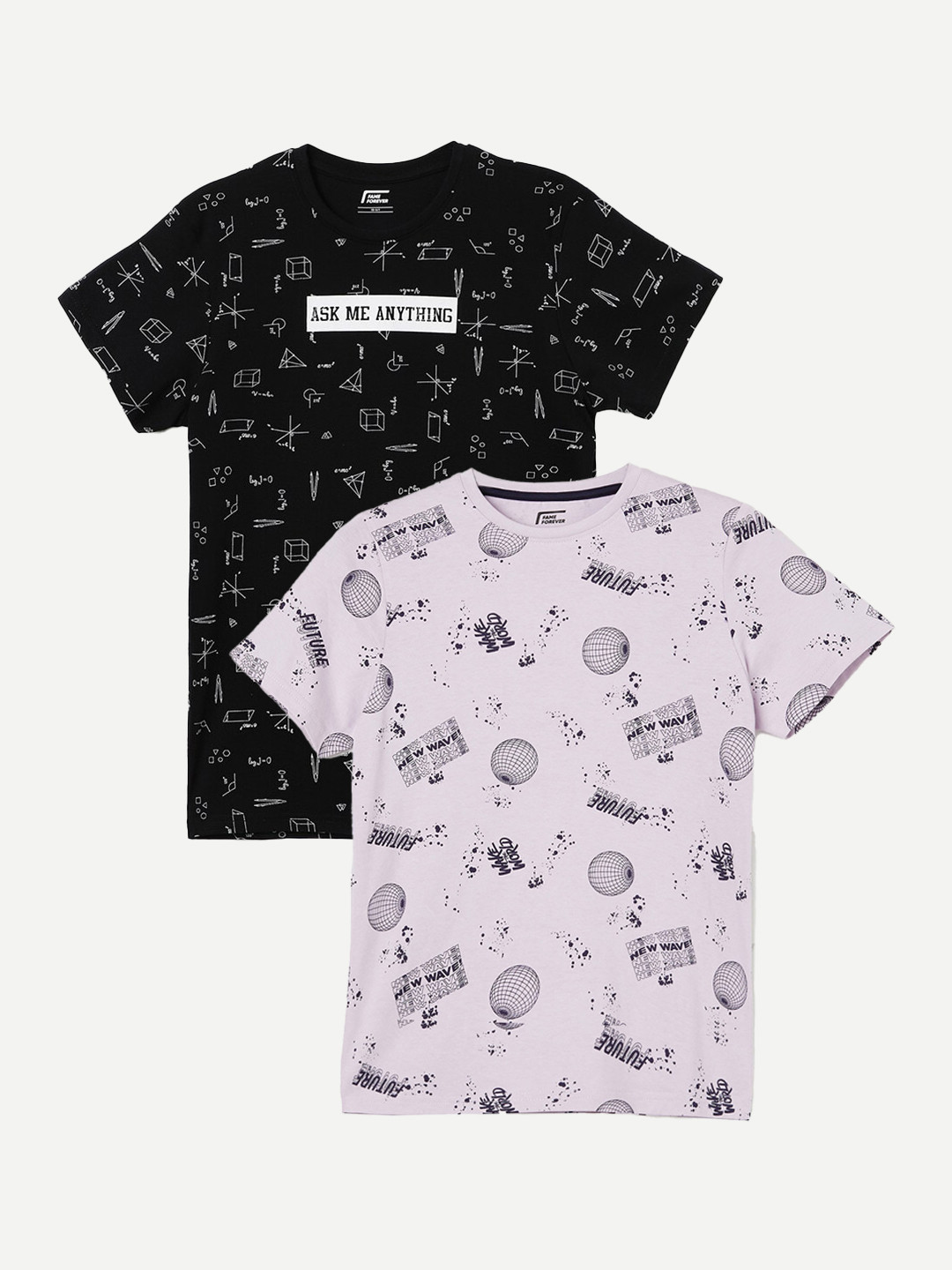 

Fame Forever by Lifestyle Boys Pack Of 2 Printed Cotton T-shirt, Purple