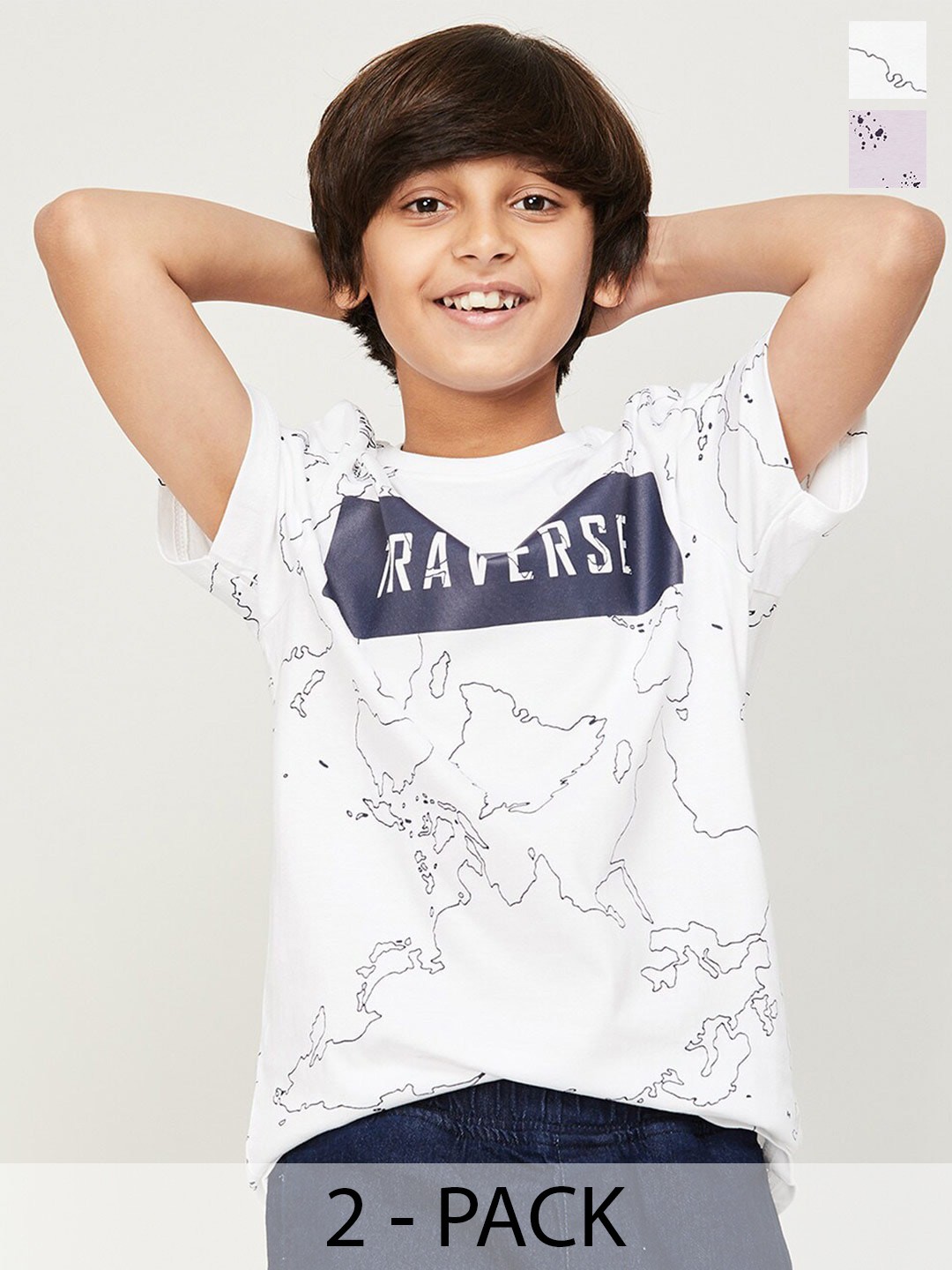 

Fame Forever by Lifestyle Boys Pack Of 2 Printed Cotton T-shirt, White