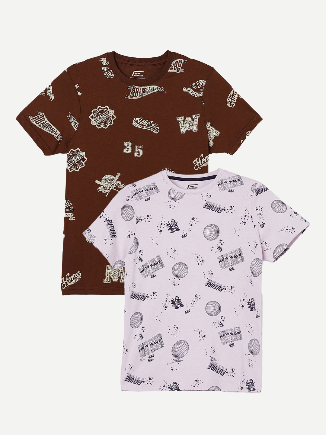 

Fame Forever by Lifestyle Boys Pack Of 2 Printed Cotton T-shirt, Purple