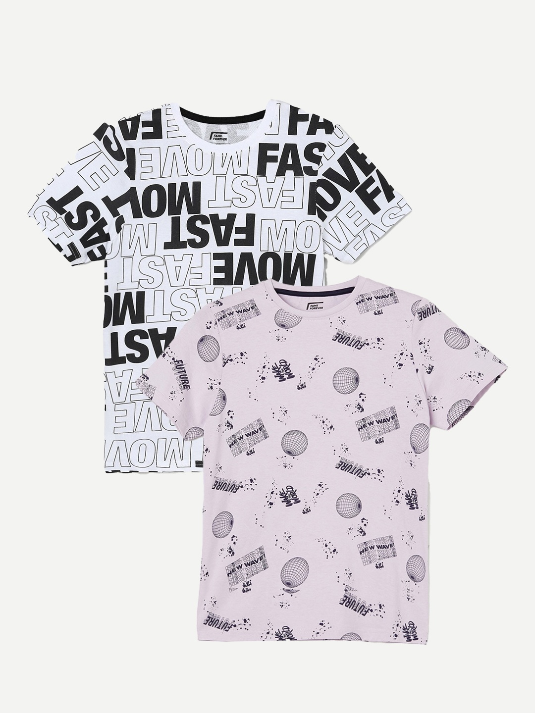 

Fame Forever by Lifestyle Boys Pack Of 2 Printed Cotton T-shirt, Purple