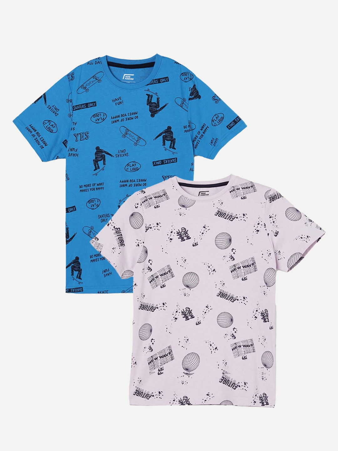 

Fame Forever by Lifestyle Boys Pack Of 2 Printed Cotton T-shirt, Purple
