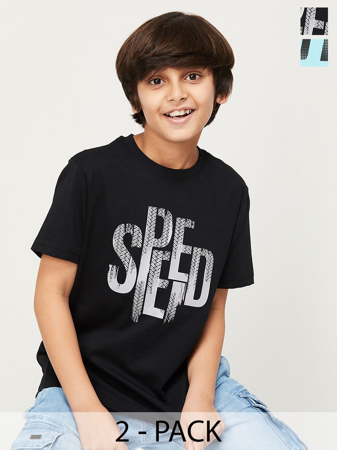 

Fame Forever by Lifestyle Boys Pack Of 2 Typography Printed Pure Cotton T-Shirts, Black